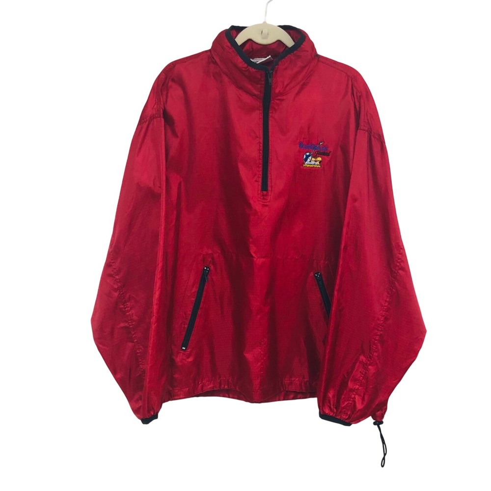Vintage Diport USA Oklahoma Bluegrass Festival Windbreaker Jacket Size XL Red‎